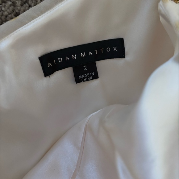 Worn Once! AIDAN MATTOX Silk One Shoulder Maxi White/Gold - Picture 8 of 12